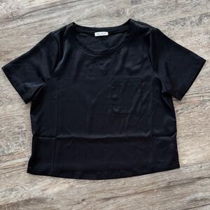 Good American Black Satin Blouse